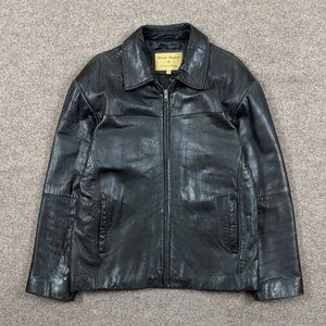 Vintage Boston Harbour Black Genuine Leather Full Zip Jacket Men’s L Quilt Lined